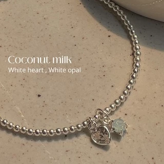 SissyJewelry // กำไลข้อมือเงินแท้ รุ่นเอ็นยืด Fruity mix stretch beaded bracelet จี้พลอยหัวใจ + พลอยกลม 🎁Free gift box🎁