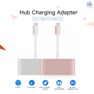 4 in 1 Type-C 3 Hub ชาร์จพอร์ต Type-C ถึง USB 3.0 อะแดปเตอร์เคเบิ้ล