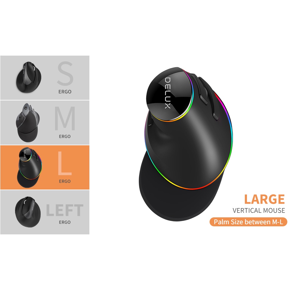 Delux M618 Plus RGB เมาส์ออปติคอล 6 ปุ่มกด 4000 จุดต่อนิ้ว ถอดออกได้ พร้อมที่วางฝ่ามือ สําหรับคอมพิวเตอร์