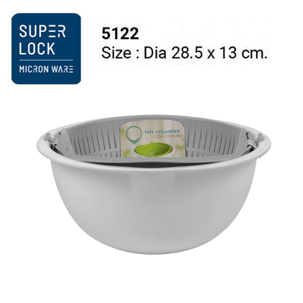 Micronware รุ่น 5122 ตระกร้าล้างผักพร้อมกะละมังอเนกประสงค์ ปราศจากสารก่อมะเร็ง (BPA Free)