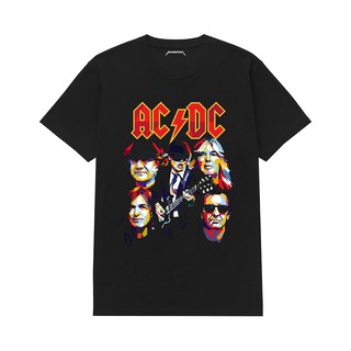 #เสื้อยืดคอกลม#ใหม่ เสื้อยืด ลาย Rockerstar ACDC สีดํา เครื่องแต่งกายศิลปะS-4XL