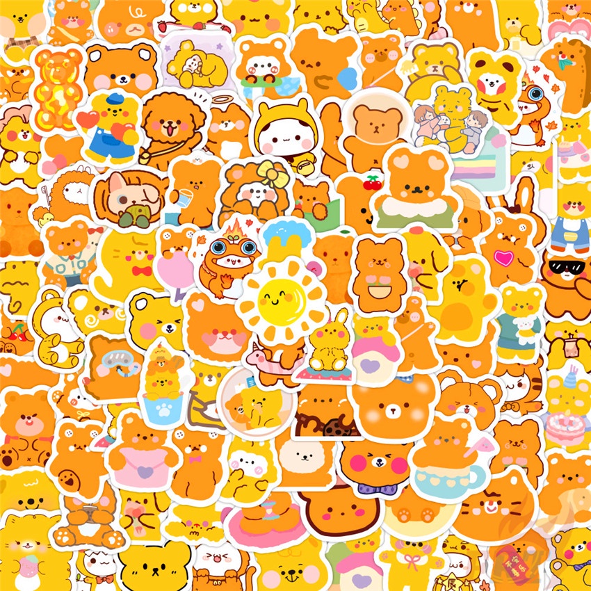 100Pcs/Set ❉ Q Cute Sunshine Bear's Daily Life Stickers ❉ Fashion DIY Doodle Decals Stickers