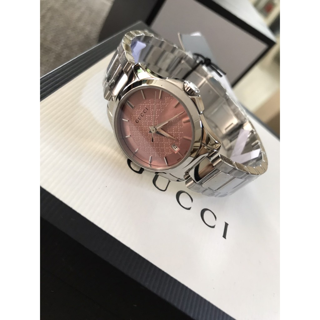GUCCI G Timeless Pink Dial Stainless Steel Ladies Watch