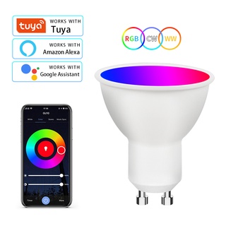 Gu10 Tuya Wifi หลอดไฟ LED สปอตไลท์ 9W 7W RGBCW หรี่แสงได้ โคมไฟควบคุมด้วยเสียง สําหรับ Smart Life Alexa Google Home