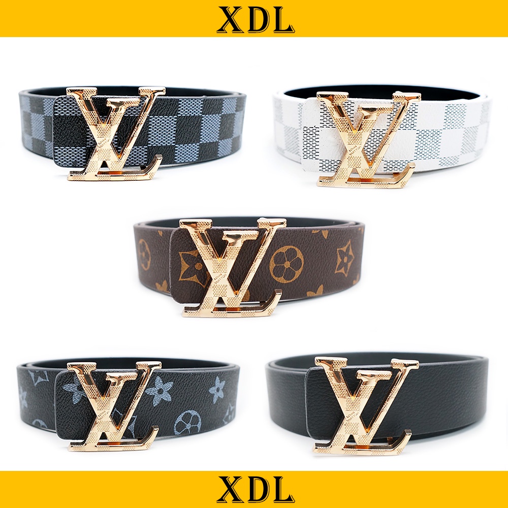 Lv เข็มขัดผู้ชายพร้อมหัวเข็มขัดลายสี่เหลี่ยม LV2
