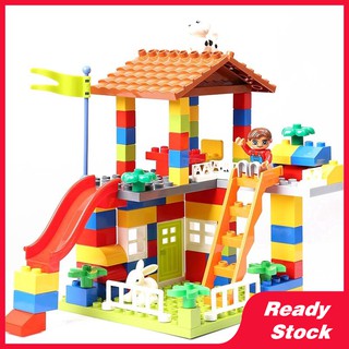 ใช้งานร่วมกับเลโก้ได้ ตึกอาคาร DIY House Building Blocks Bricks Castle Educational Duplo Toys for Children Gifts