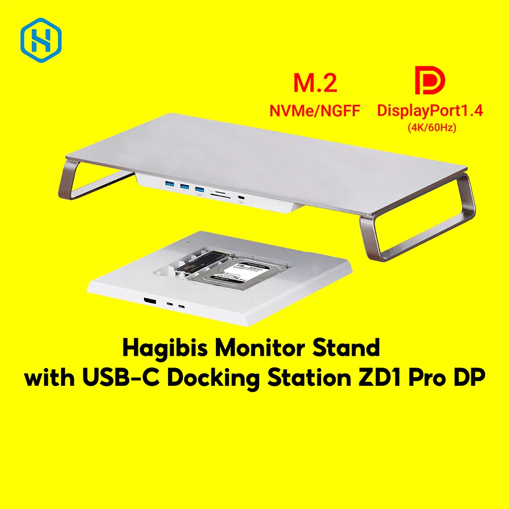 [ลดเหลือ 5590] Hagibis Monitor Stand with USB-C Docking Station ZD1 Pro DP แท่นวางหน้าจอ + USB Hub /