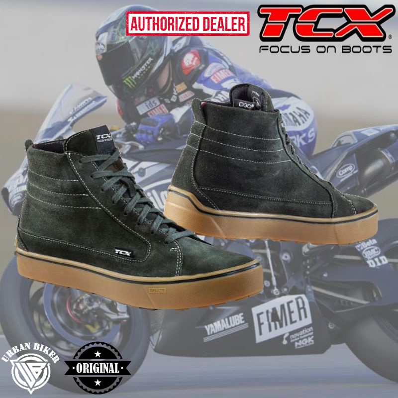 TCX 9408W สีเขียว/BROWN Street 3 กันน้ําของแท้ Motocycle รองเท้า/Motocycle Boot/Riding Boot/Riding ร