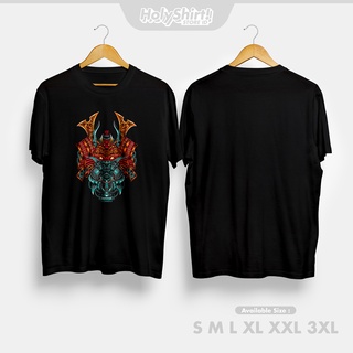 เสื้อยืดสีขาวเสื้อยืด พิมพ์ลาย Samurai Mecha สไตล์ญี่ปุ่นS-4XL