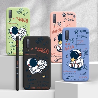 ใช้กับ Samsung A60 A6 2018 A6 PLUS 2018 A7 2018 A9 2018 เคสโทรศัพท์พร้อมน้ำ Nasa word เคสสำหรับ boy Princess ฝาหลังแบบนิ่มกันกระแทกซิลิโคนด้านข้างรูปแบบกล้อง Full Lens protector casing