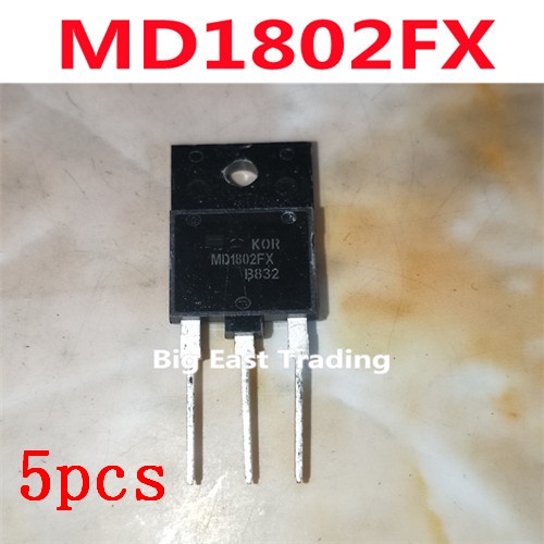 5 ชิ้น MD1802FX MD1802 TO-3PF 1500V 10A ทรานซิสเตอร์เชื่อม,รับประกันคุณภาพ