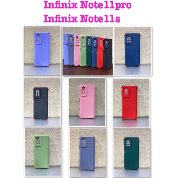 Infinix Note11sรุ่น​ใหม่ล่าสุด พร้​อมส่งใน เคสTPUนิ่มสีพื้นปุ่มสี For Infinix Note 11s / Infinix Note11pro