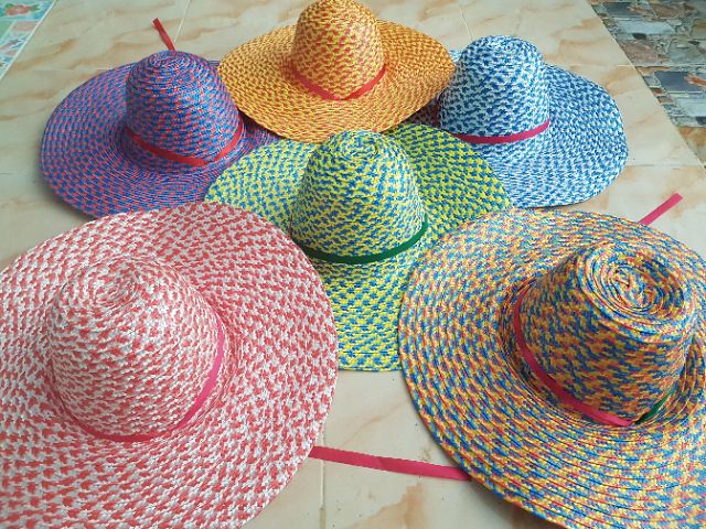 (ขั้นต่ำ5ใบคละแบบได้) หมวกสาน พลาสติกอย่างหนา หมวกกล่อง ปีกกว้าง กันแดด ชาวนา ชาวสวน ใส่งานบุญ กฐิน แห่นาค