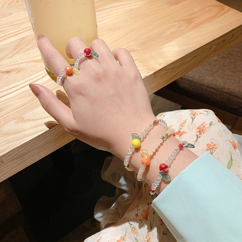 J&L เครื่องประดับ สร้อยข้อมือแฟชั่น ประดับลูกปัดคริสตัล ลายผลไม้ น่ารัก สำหรับผู้หญิง