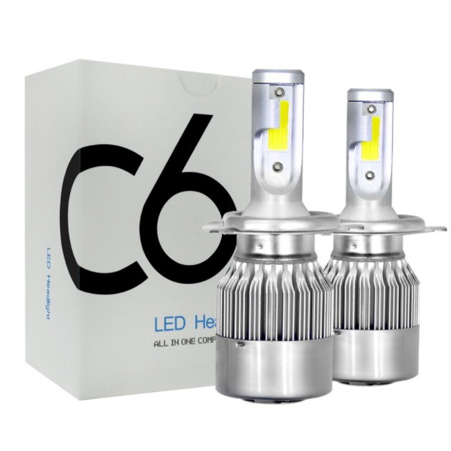 ของแท้! ไฟหน้า C6 LED สีขาว 1คู่ ขั้ว H4 H1 H3 H7 H11 HB4 HB3