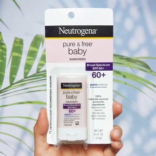 นูโทรจีนา ครีมกันแดดสำหรับเด็ก Pure&amp;Free Baby Sunscreen Stick SPF 60+, 13g (Neutrogena®) แบบแท่ง