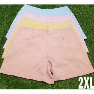 2-3XL ขาสั้น สาวอวบ  กางเกงขาสั้น ผ้าฮานาโกะ ทรงสวย เอวสูง ใส่สบาย มีกระเป๋า1ข้าง ซิปซ่อนข้างลำตัว