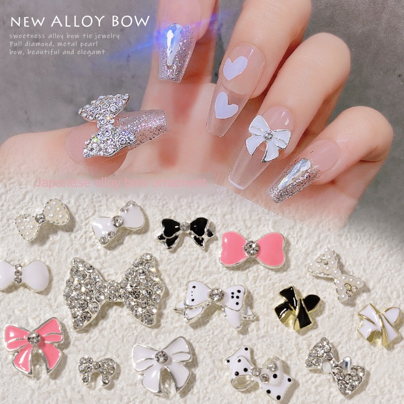 เครื่องประดับเล็บโบว์ Rhinestone / เครื่องประดับเพชรสี