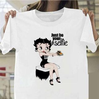 เสื้อยืดลําลอง พิมพ์ลายการ์ตูน Betty Boop น่ารัก สําหรับสตรี