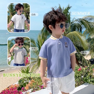 เสื้อ polo เสื้อคอกลม สำหรับฤดูร้อน 2022 ของเด็กชาย ผ้าฝ้ายบริสุทธิ์