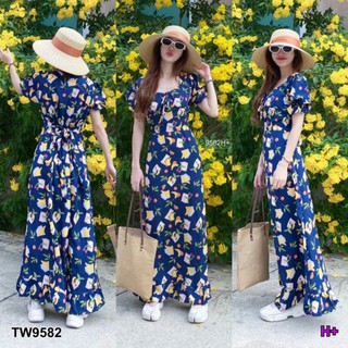 MaxiDress เดรสยาวแขนจั๊มระบายปลายแขนทรงแขนพองนิดๆ เหมือนแขนตุ๊กตา