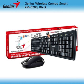 GENIUS  Keyboard &amp; Mouse (2in1) Combo Wireless (KM-8200) เชื่อมต่อผ่านตัว USB Receiver 2.4GHz  104 Keys Black