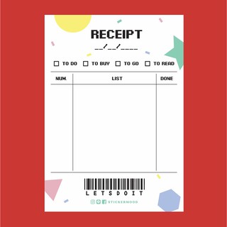 📃✏️สมุดฉีกขนาด 7x10cm 📃✏️ลาย Receipt with shapes (50แผ่น)(รหัส : A27)