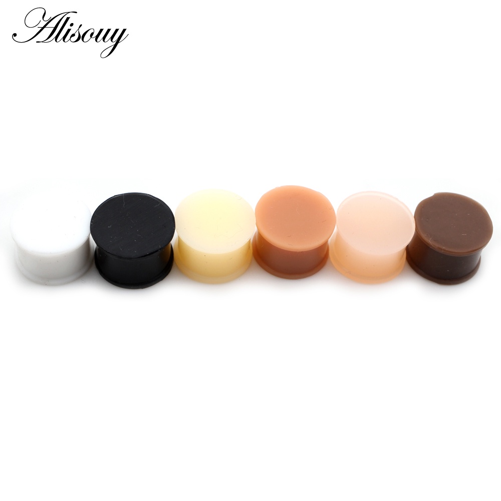 Alisouy 2 ชิ้น 3-35 มม.ซิลิโคนหูปลั๊กและอุโมงค์ Double Flared Ear Gauge Expander Stretcher Earlets Body เจาะเครื่องประดับ