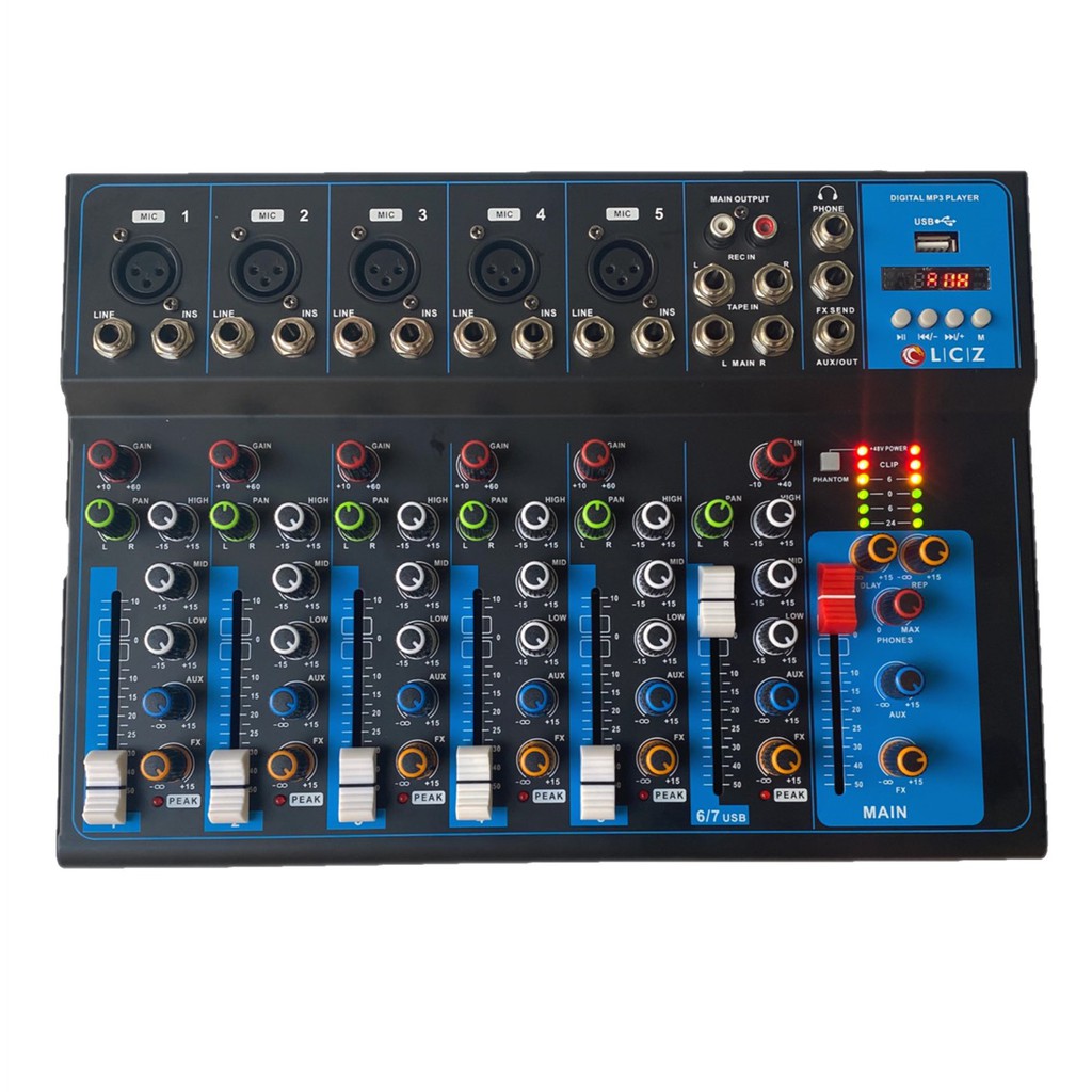 LZ-777BTสเตอริโอมิกเซอร์7ช่อง ผสมสัญญาณเสียง มีUSB/ Bluetooth/ มีหน้าจอLED