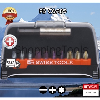 PB Swiss Tools ดอกไขควงชุด รุ่น PB C6 985 ดอกไขควง 10 ดอก ปากแฉก Torx หกเหลี่ยม + ข้อต่อยืดระยะ