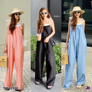 💓🌈ชุดเที่ยว ไปทะเล สไตล์โคเรีย รุ่นนี้น่ารักมากกก Jumpsuit จั๊มสูทขายาว สายเดี่ยวผูกโบว์ไหล่💋🌴