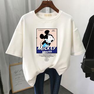 Women Korean Fashion Mickey Print T-shirts Loose Short Sleeve Student Casual Tops