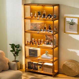 ตู้ไม้วางของในห้องครัว [ส่งฟรี!] Bamboo cabinet shelves multifunction with glass doors ตู้ไม้ ตู้หนังสือ ตู้รองเท้า