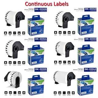 สติกเกอร์ฉลาก DK-22205 DK22205 DK-22210 DK-22214 DK-22223 DK-22225 DK-22243 62 มม. 29 มม. 38 มม. 102 มม. 1 ม้วน