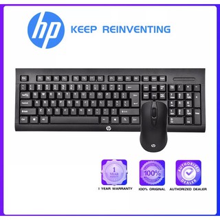 HP keybroad+mouse 2in1 km100 usb portคีย์บอร์ด+เมาส์ สีดำ มีไฟแสดงที่โลโก้ กันนำ้