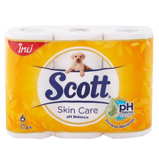 🔥สินค้าขายดี!! สก๊อตต์ สกินแคร์ กระดาษทิชชูม้วน แพ็ค 6 SCOTT Skin Care Tissue Paper Roll Pack 6