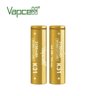 Vapcell INR18650 K31 3150mAh 18A CDR/35A MAX ของแท้ (ได้ถ่าน2ก้อนแถมกระเป๋า)เช็คโค๊ดได้