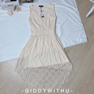 ลดราคา!!! ชุดเดรส ลายดอกตาข่าย ทรงหน้าสั้นหลังยาว คอวี มีซิปรูดข้าง มีซับในลื่นๆ นุ่มๆ ใส่สบาย แบรนด์ RARE** giddywithu