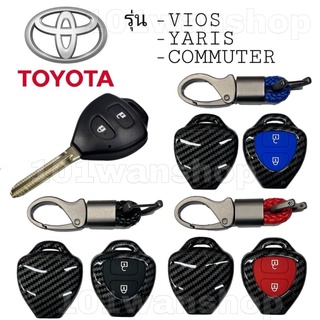 กรอบเคสกุญแจTOYOTA VIOS YARIS COMMUTER เคสกุญแจรถ ปลอกกุญแจ รถยนต์ วีฮอส ยาริส รถตู้คอมมิวเตอร์ 2ปุ่ม ลายเคฟล่า