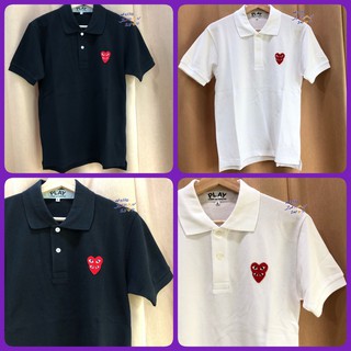 พร้อมส่ง Play Comme des garcons เสื้อกอม Poloหัวใจแดงซ้อน อกซ้าย ของแท้จากช็อปญี่ปุ่น"