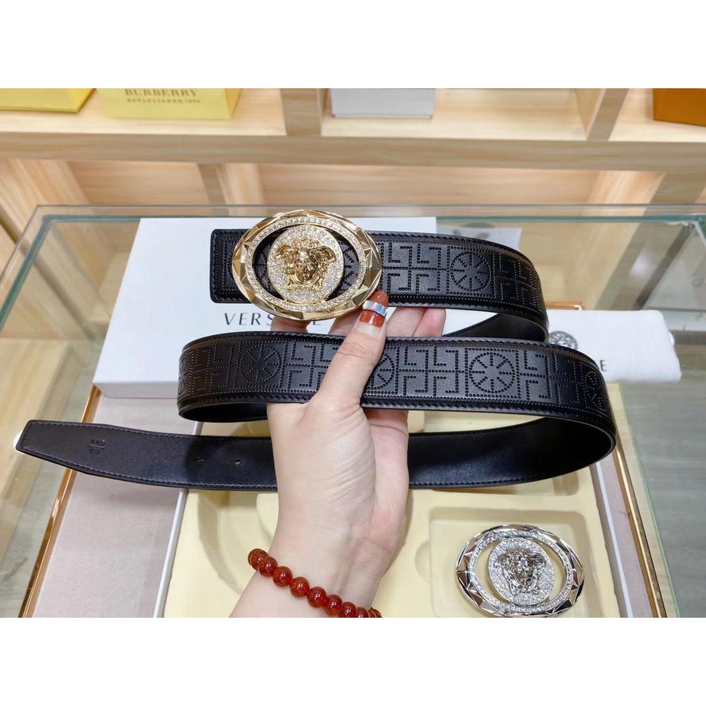 【Fast shipping】Versace pure cowhide two styles weave leather belt men s ...