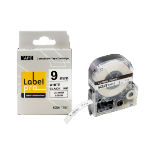 Epson เทปพิมพ์ อักษร ฉลาก เทียบเท่า Label Pro LK-3WBN LK3WBN LK 3WBN (LC-3WBN) 9 มม. พื้นสีขาวอักษรสีดำ