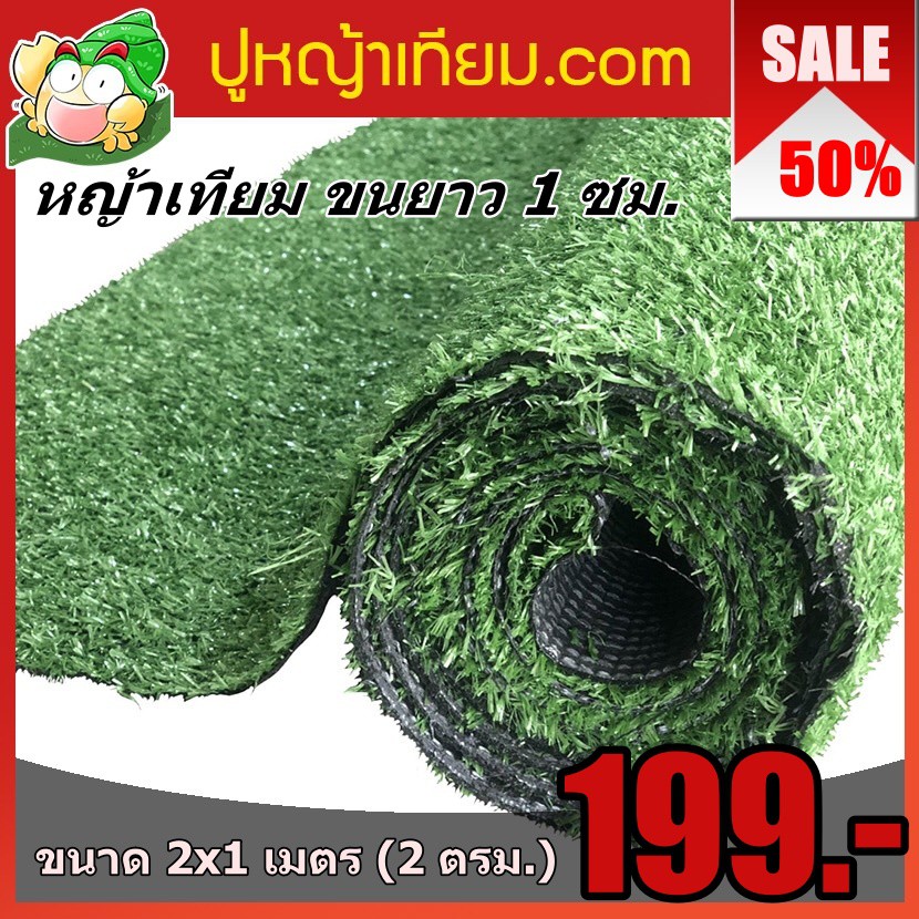 ปูหญ้าเทียม หญ้าเทียมขนยาว 1 ซม. ขนาด 2x1 เมตร ราคา 199 บาท