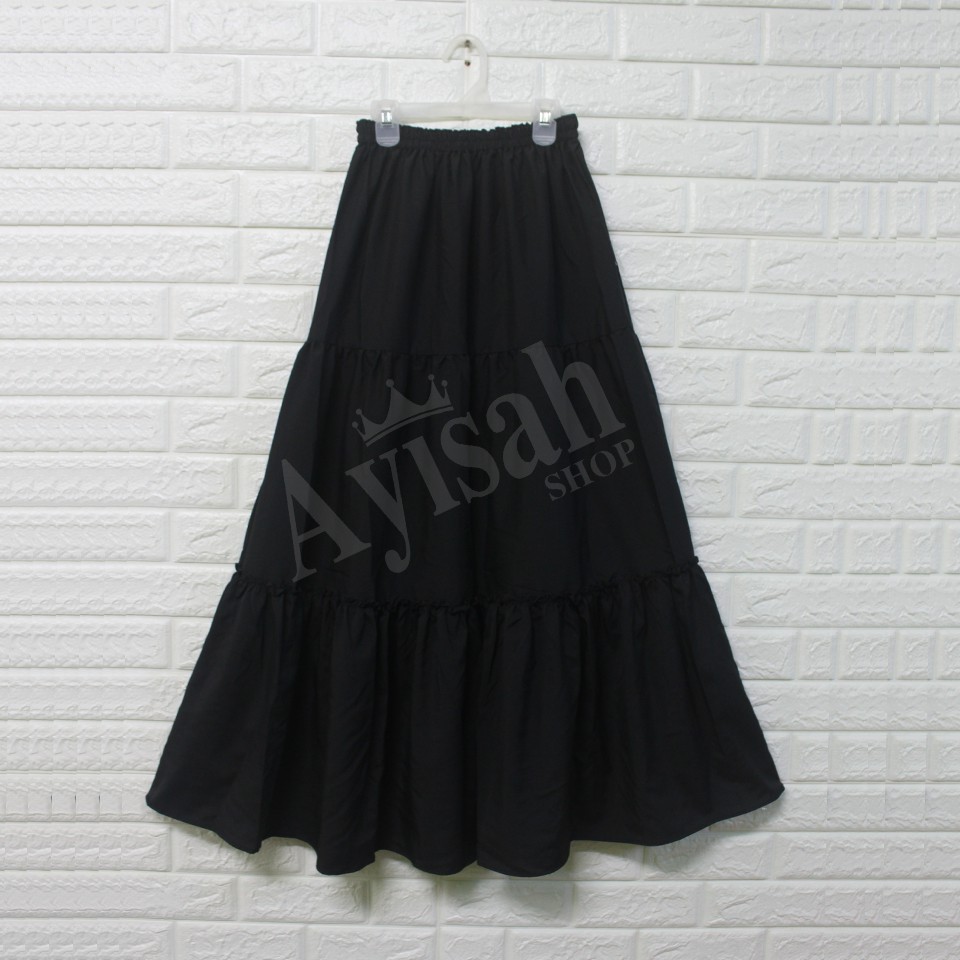 Long Skirt กระโปรงยาวผู้หญิง กระโปรงรุ่น 3ชั้น ผ้าพื้น เอวยางยืด เอว 22-40นิ้ว ยาว 38นิ้ว รุ่น SK-A5