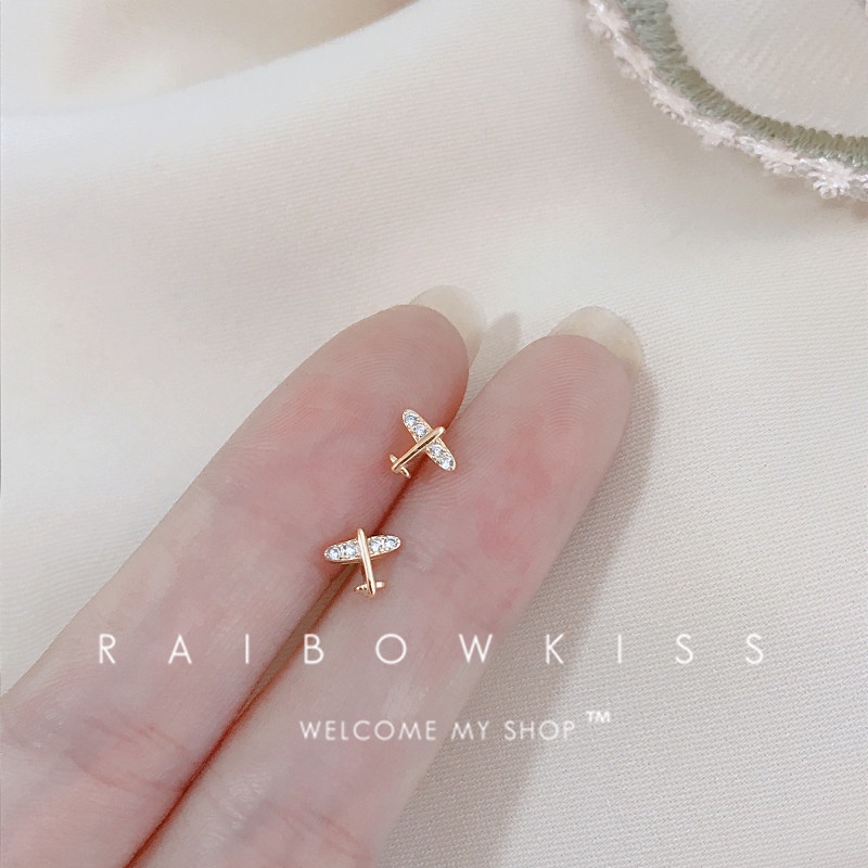ต่างหูเงินแท้ 925 รูปเครื่องบิน สั่งทํา ขนาดเล็ก ต่างหูแฟชั่น สําหรับผู้หญิง