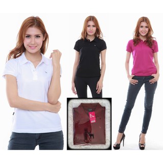 เสื้อโปโล ( Polo Shirt )แบรนด์ Geeko ตรากวาง สีพื้นหญิง สีแดง(เลือดหมู) Gkc - 27W