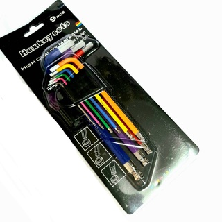 ประแจหกเหลี่ยมหัวบอลด้ามสีระบุขนาด 9ตัว/ชุด 1.5-10มม.HEX KEY WRENCH Multicolor Set 9pcs