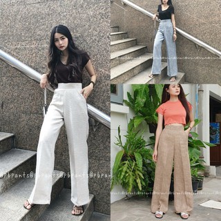 (5K)เข้าใหม่🔥กางเกงขาบานเอวสูงซิปหลังผ้าชาแนล chanel wide leg pants