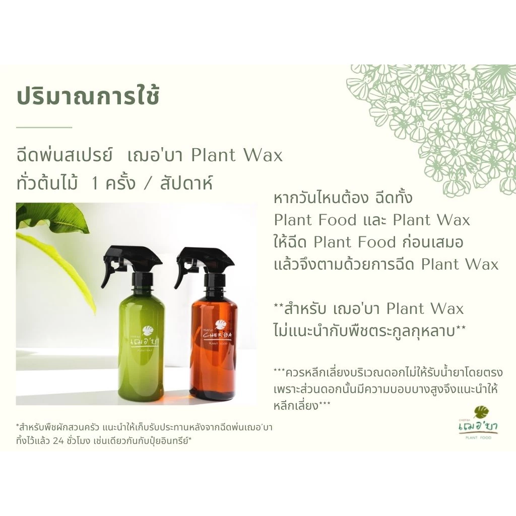 [ ส่งฟรี 🔥 ] เฌอบา อาหารเสริมต้นไม้ เคลือบผิวใบ Wax ด้วยวิตามิน E สเปรย์บำรุงใบ สเปรย์บำรุงต้นไม้ อาหารพืช 450 ML thumbnail 10