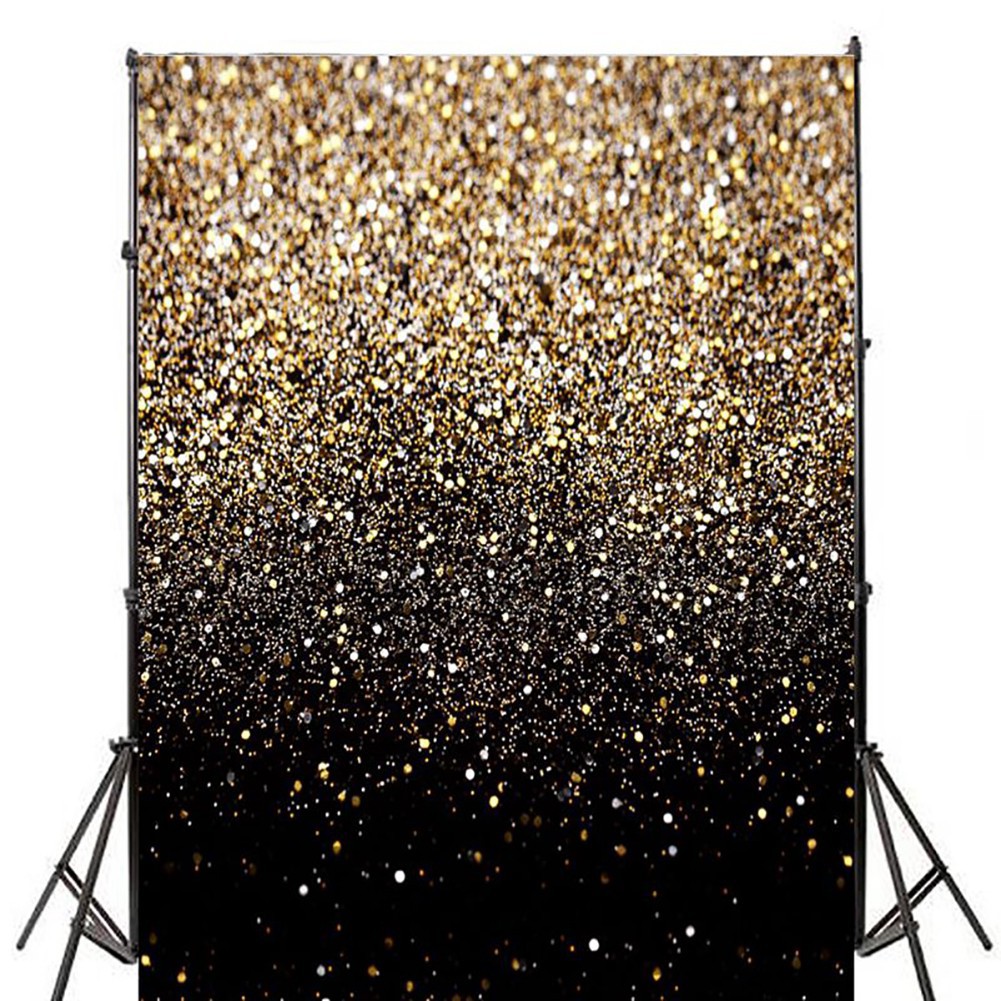 5x7FT Vinyl Party Glitter Black Gold Dots Photo Studio Backdrop Background Props